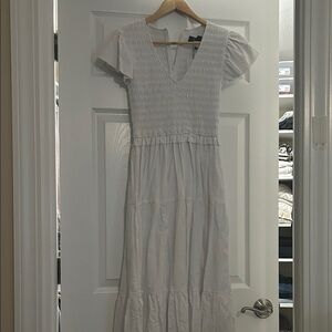 OPT Calypso Elegant White Smocked maxi Dress